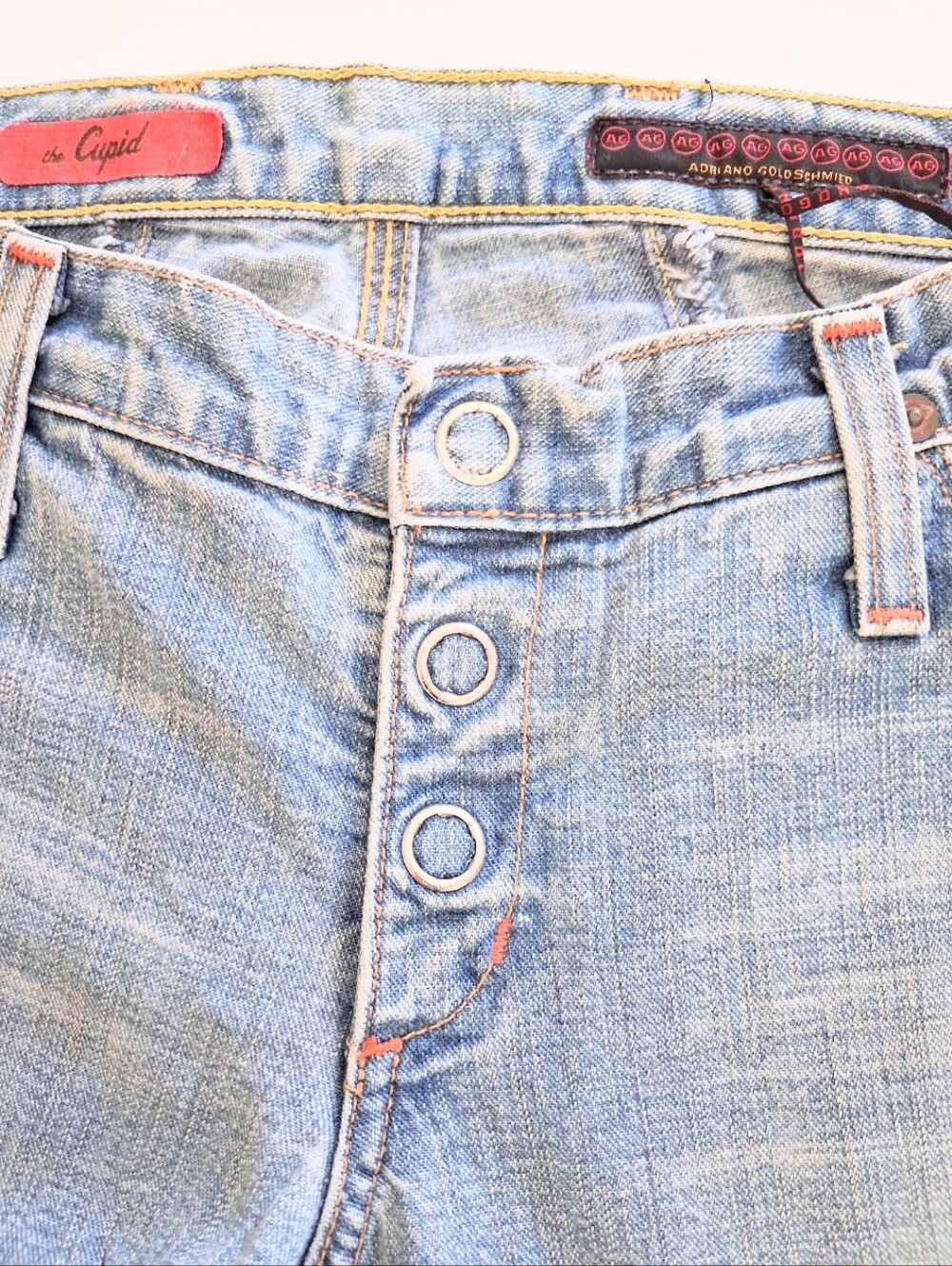 Rare Y2K Vintage AG Adriano Goldschmiel The Cupid Button Fly Light Denim Jeans - Picture 4 of 16